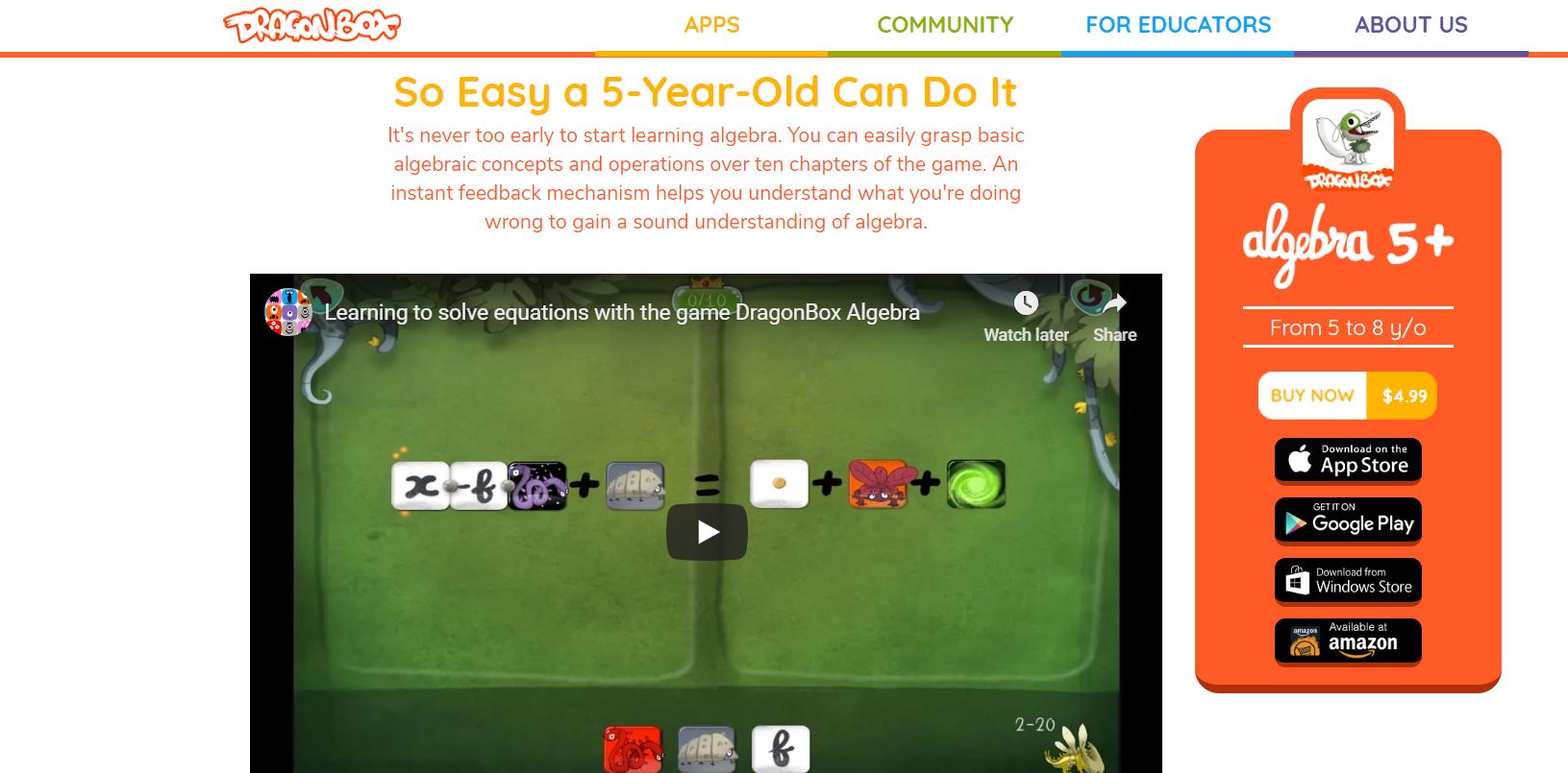 Dragonbox Algebra 5+ CodaKid Top 21 Math Apps of 2019